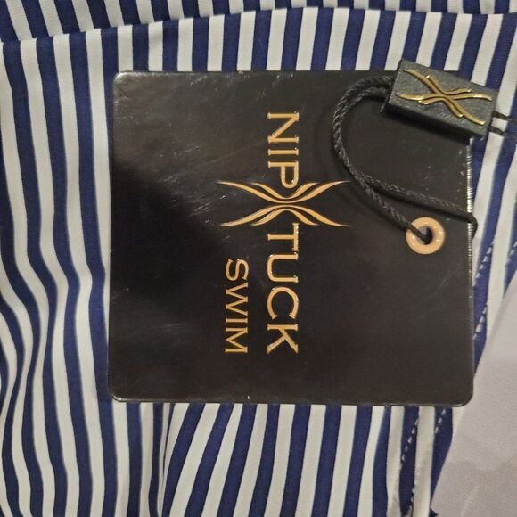 Nip Tuck Women's Navy Sorrento Stripe Joanne Twist Front Tummy-Control swimsuit - Picture 10 of 12